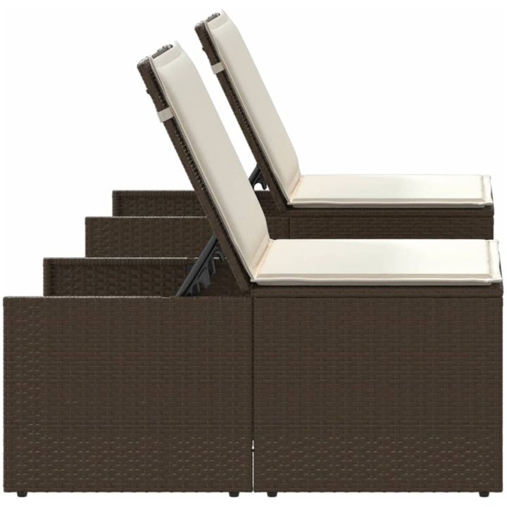 Solstolar 2 st med bord brun konstrotting vidaXL – bild 7
