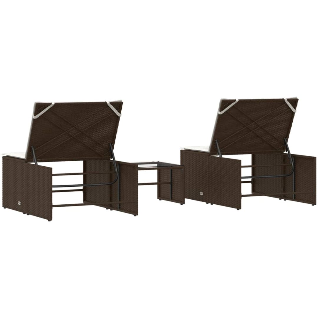 Solstolar 2 st med bord brun konstrotting vidaXL – bild 8