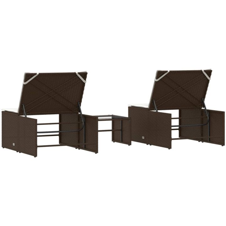 Solstolar 2 st med bord brun konstrotting vidaXL – bild 8