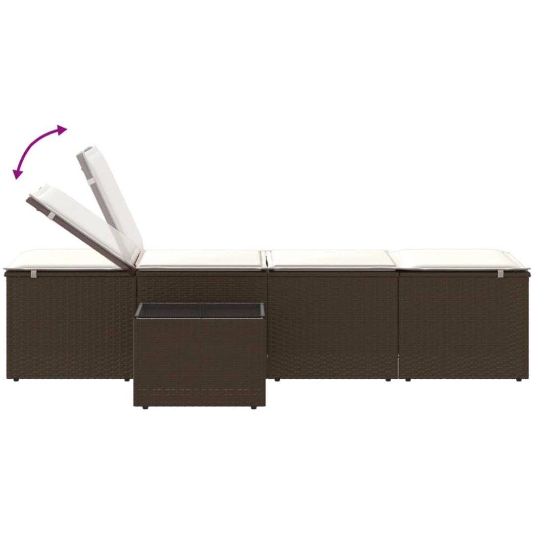 Solstolar 2 st med bord brun konstrotting vidaXL – bild 9