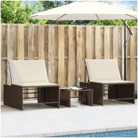 Solstolar 2 st med bord brun konstrotting vidaXL
