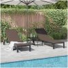 Solstolar 2 st med hjul och bord Brun Poly Rattan vidaXL Standard – miniatyr 4