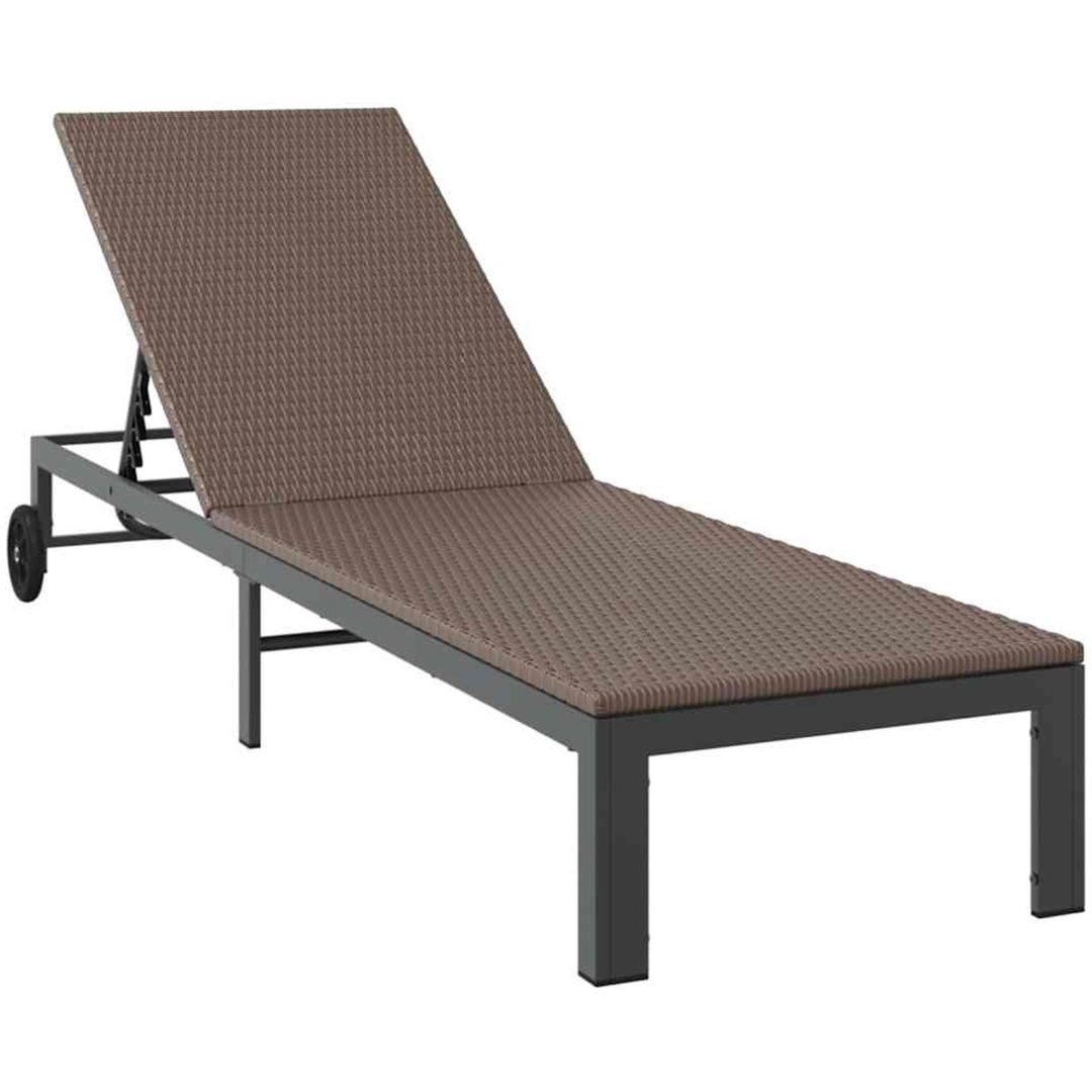 Solstolar 2 st med hjul och bord Brun Poly Rattan vidaXL Standard – bild 5