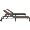 Solstolar 2 st med hjul och bord Brun Poly Rattan vidaXL Standard – miniatyr 8