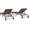 Solstolar 2 st med hjul och bord Brun Poly Rattan vidaXL Standard – miniatyr 9