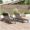 Solstolar 2 st med hjul och bord Brun Poly Rattan vidaXL Standard – miniatyr 1