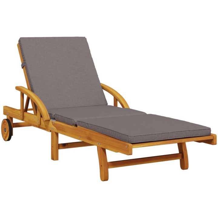 Solstolar 2 st med kuddar 200x68x83 cm massivt akaciaträ vidaXL – bild 4