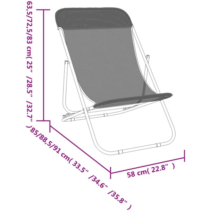Solstolar fällbara 2 st svart textilen och pulverlackerat stål vidaXL – bild 12