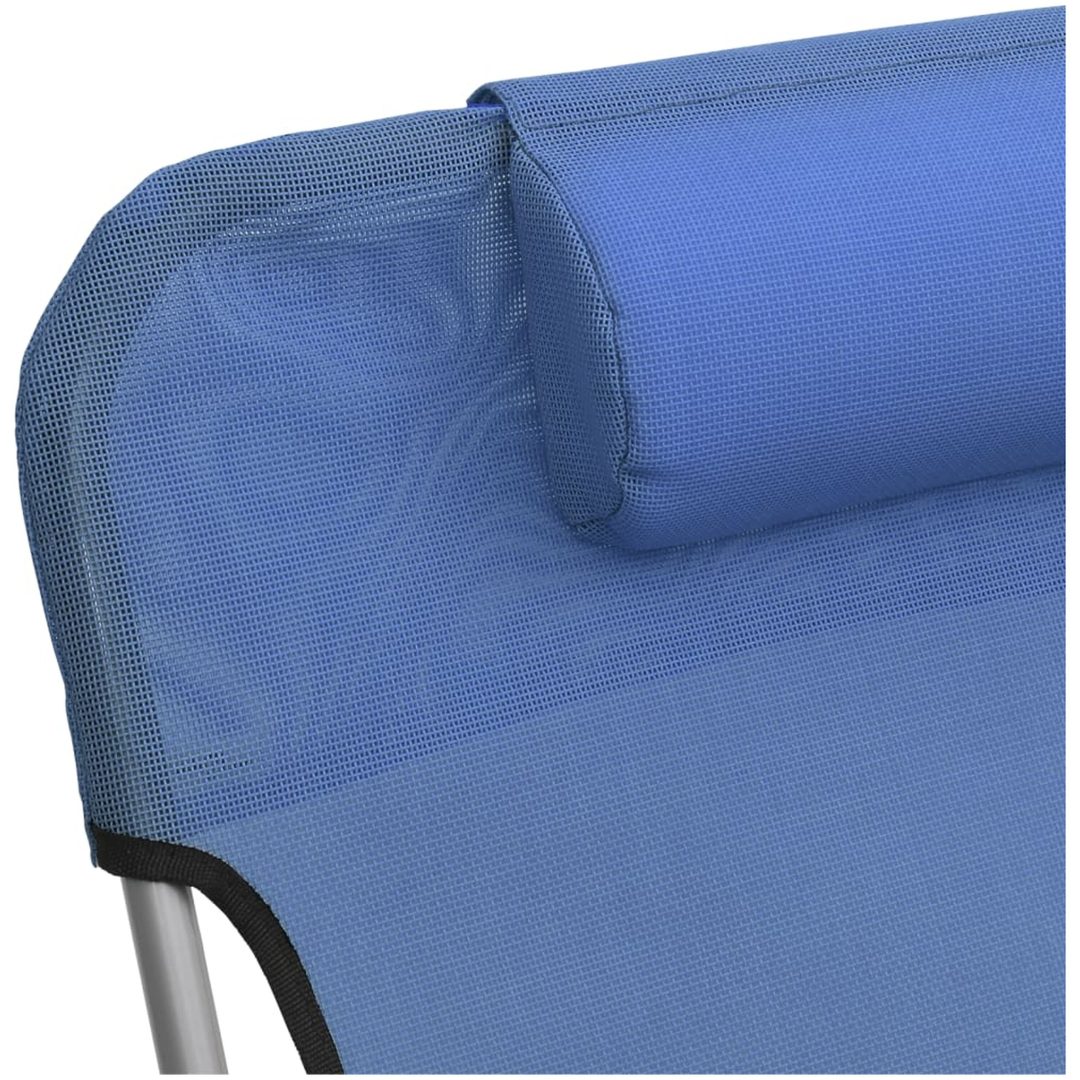 Solstolar hopfällbara 2 st blå textilene & stål vidaXL – bild 9