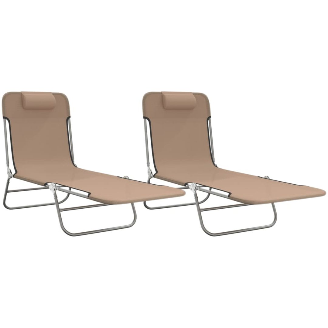 Solstolar hopfällbara 2 st taupe textilene & stål vidaXL – bild 2