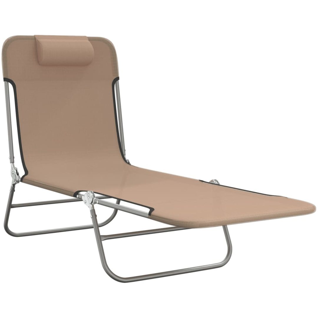 Solstolar hopfällbara 2 st taupe textilene & stål vidaXL – bild 3