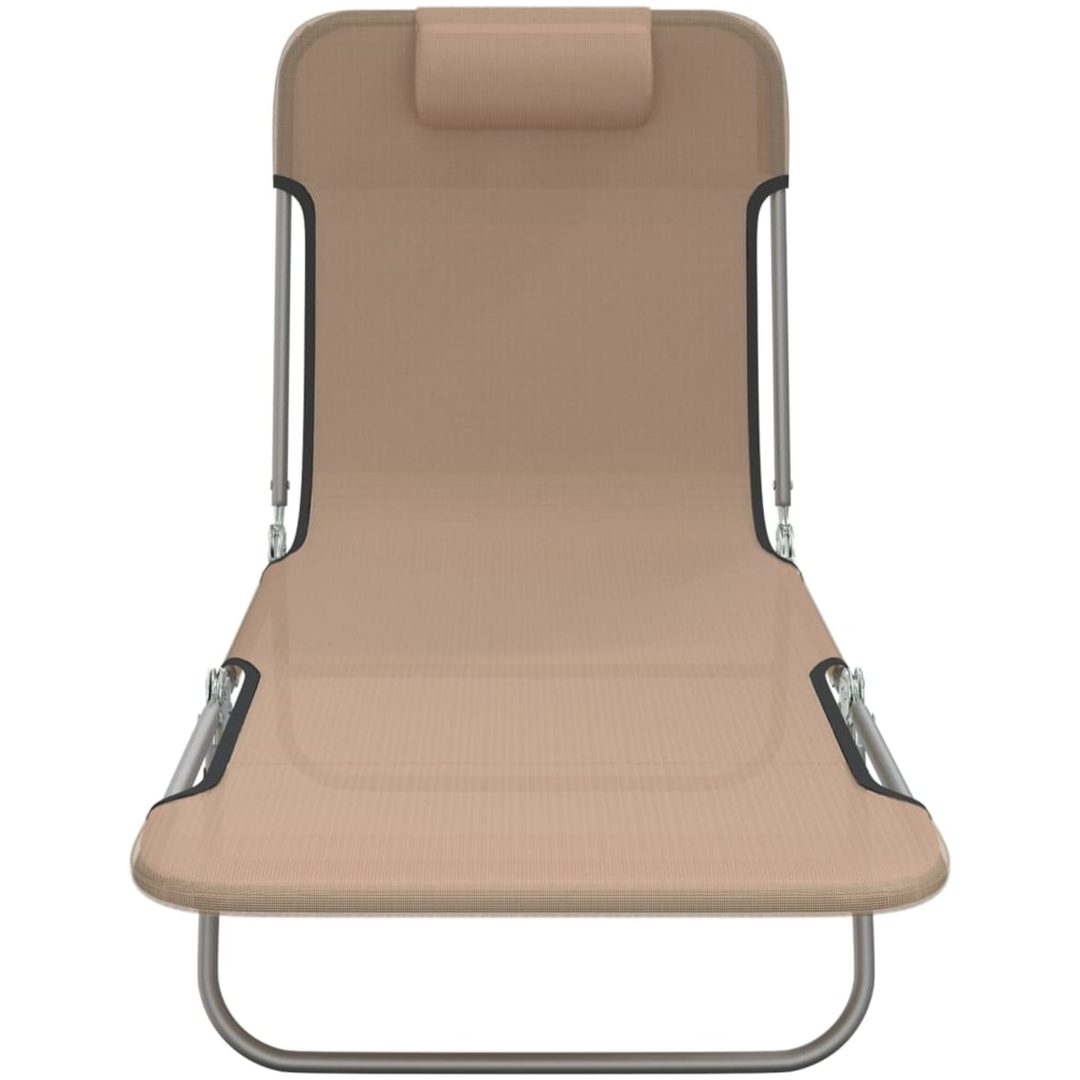 Solstolar hopfällbara 2 st taupe textilene & stål vidaXL – bild 4