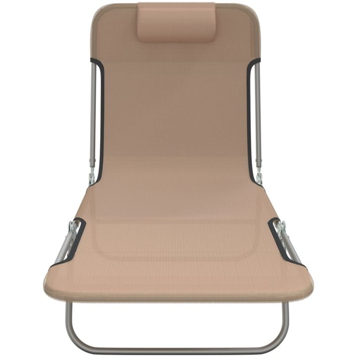 Solstolar hopfällbara 2 st taupe textilene & stål vidaXL – bild 4