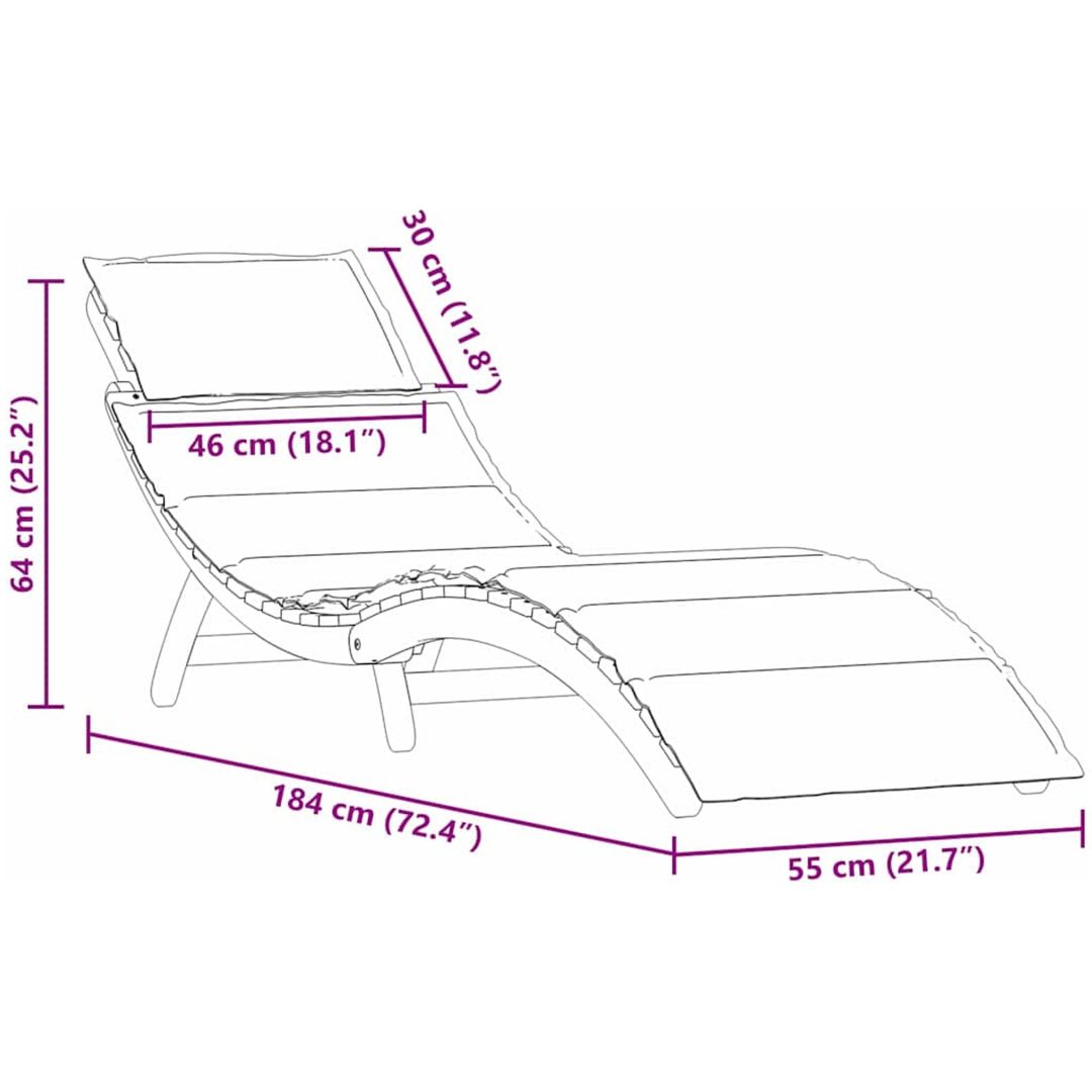 Solstolar med kuddar 2 st Beige Massivt akaciaträ vidaXL 184 x 55 x 65 cm – bild 12