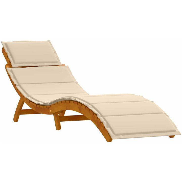 Solstolar med kuddar 2 st Beige Massivt akaciaträ vidaXL 184 x 55 x 65 cm – bild 4