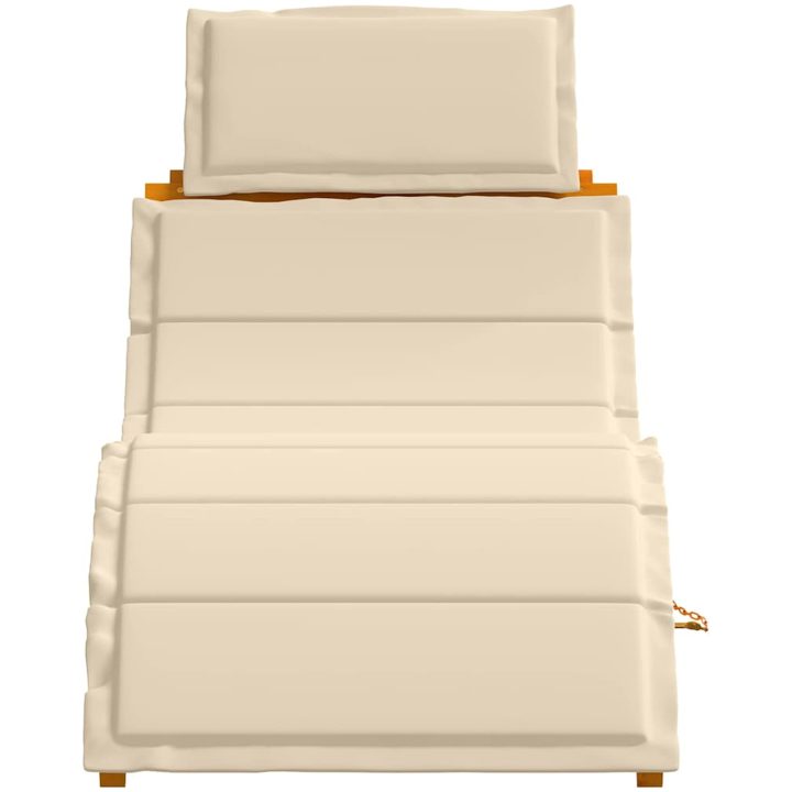 Solstolar med kuddar 2 st Beige Massivt akaciaträ vidaXL 184 x 55 x 65 cm – bild 5