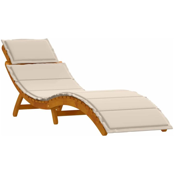 Solstolar med kuddar 2 st, gräddvita i massivt akaciaträ vidaXL 184 x 55 x 64 cm – bild 4