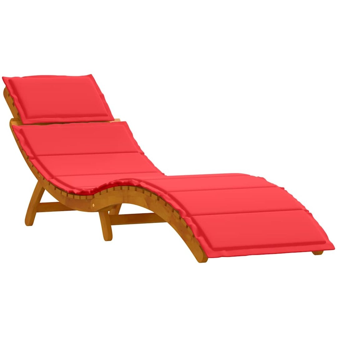 Solstolar med Kuddar 2 st Röd Massivt Akaciaträ vidaXL 184 x 55 x 65 cm – bild 4