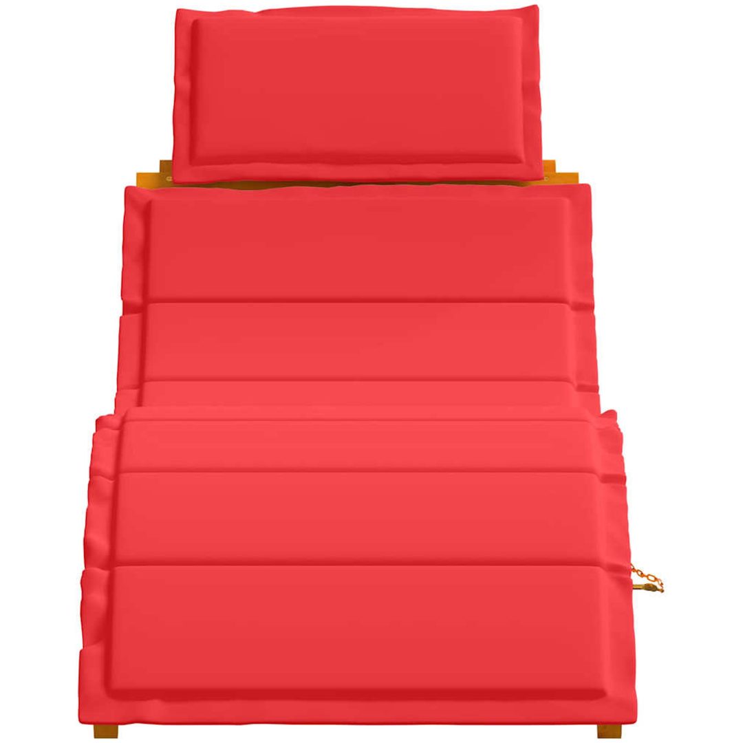 Solstolar med Kuddar 2 st Röd Massivt Akaciaträ vidaXL 184 x 55 x 65 cm – bild 6
