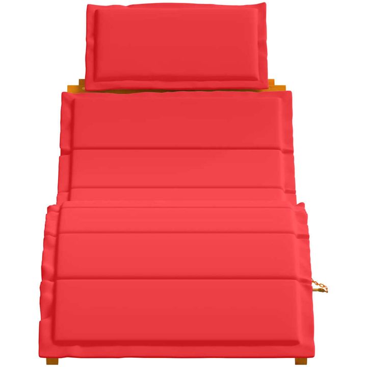 Solstolar med Kuddar 2 st Röd Massivt Akaciaträ vidaXL 184 x 55 x 65 cm – bild 6