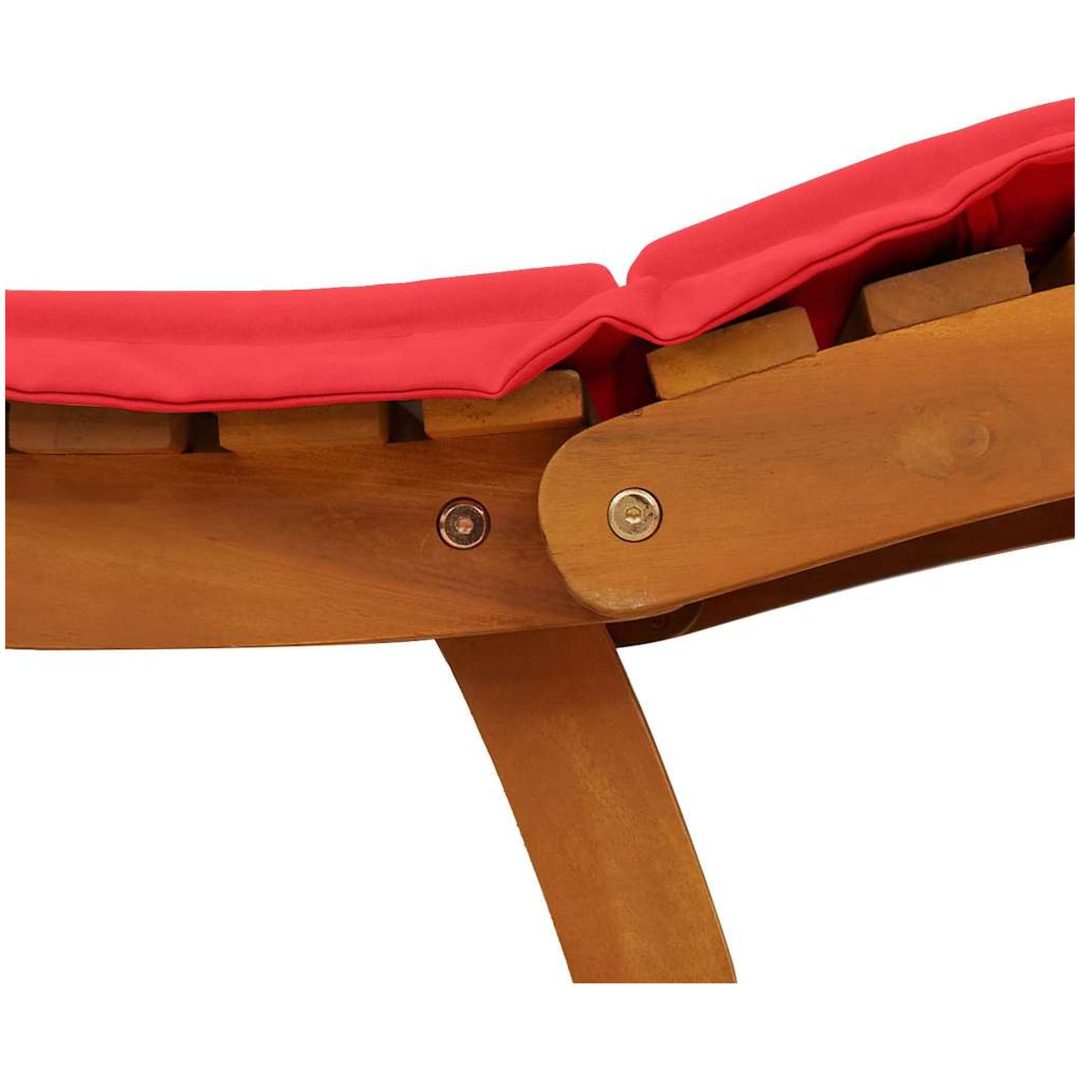 Solstolar med Kuddar 2 st Röd Massivt Akaciaträ vidaXL 184 x 55 x 65 cm – bild 8