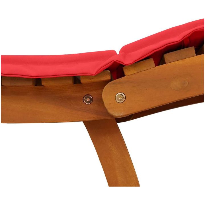 Solstolar med Kuddar 2 st Röd Massivt Akaciaträ vidaXL 184 x 55 x 65 cm – bild 8