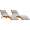 Solstolar med kuddar 2 st Taupe Massivt akaciaträ vidaXL 184 x 55 x 65 cm – miniatyr 2