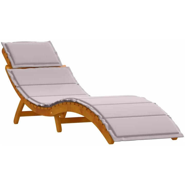 Solstolar med kuddar 2 st Taupe Massivt akaciaträ vidaXL 184 x 55 x 65 cm – bild 4