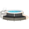 Spabänk med dynor 2 st grå konstrotting vidaXL – miniatyr 1