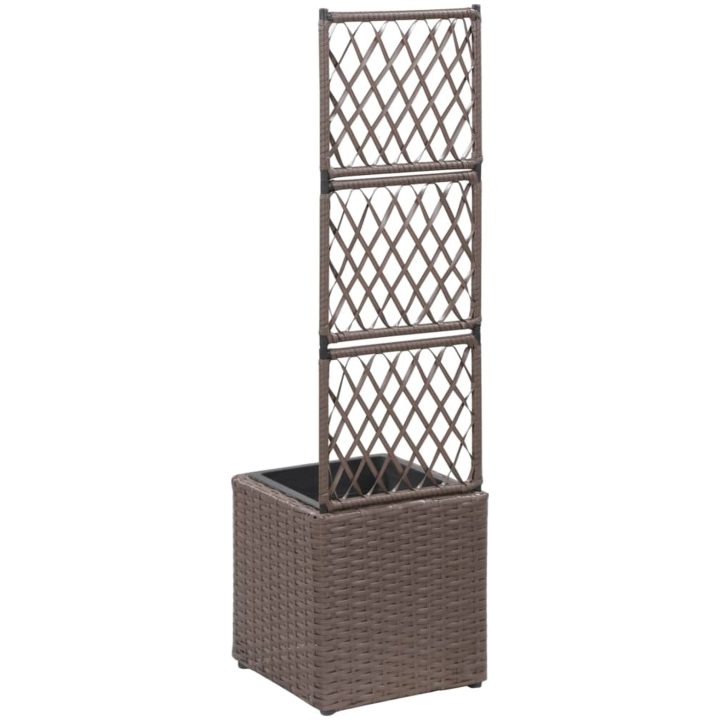 Spaljé med 1 kruka upphöjd konstrotting brun vidaXL 30 x 30 x 107 cm – bild 3