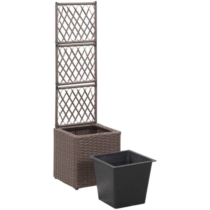 Spaljé med 1 kruka upphöjd konstrotting brun vidaXL 30 x 30 x 107 cm – bild 4