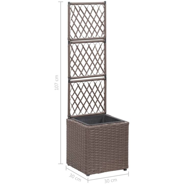 Spaljé med 1 kruka upphöjd konstrotting brun vidaXL 30 x 30 x 107 cm – bild 7