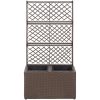Spaljé med 2 krukor upphöjd konstrotting brun vidaXL 58 x 30 x 107 cm – miniatyr 2