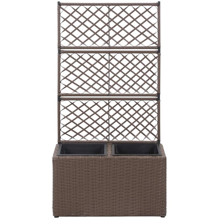 Spaljé med 2 krukor upphöjd konstrotting brun vidaXL 58 x 30 x 107 cm – bild 2