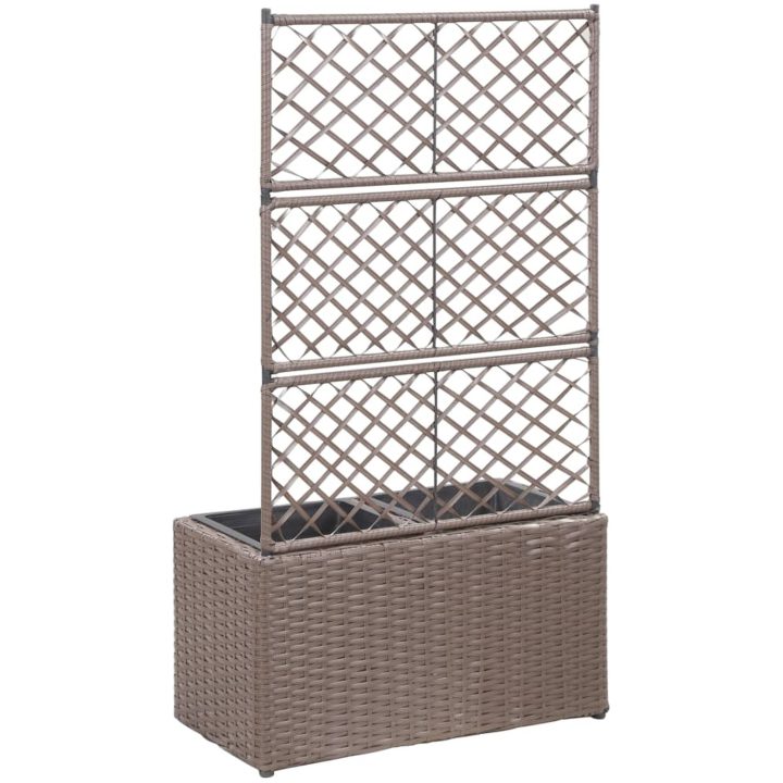 Spaljé med 2 krukor upphöjd konstrotting brun vidaXL 58 x 30 x 107 cm – bild 3