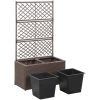 Spaljé med 2 krukor upphöjd konstrotting brun vidaXL 58 x 30 x 107 cm – miniatyr 4