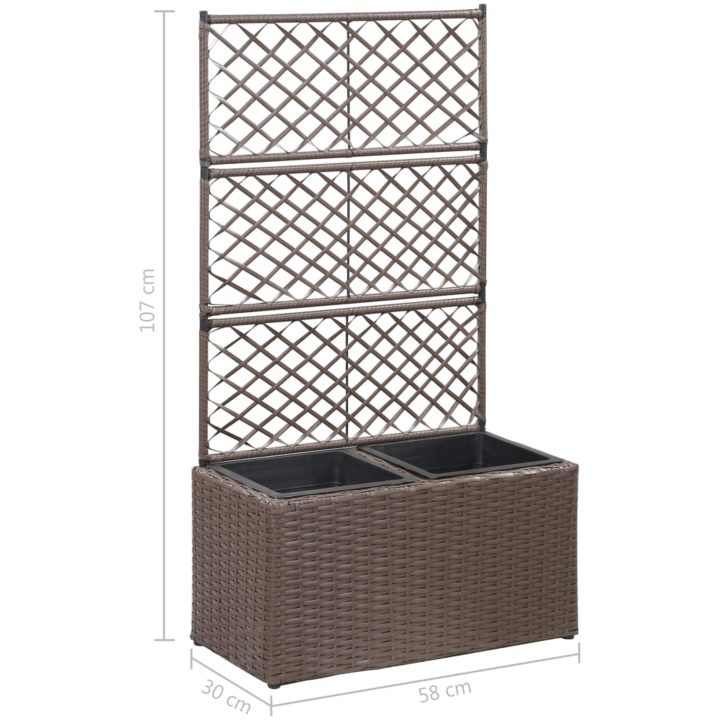 Spaljé med 2 krukor upphöjd konstrotting brun vidaXL 58 x 30 x 107 cm – bild 7