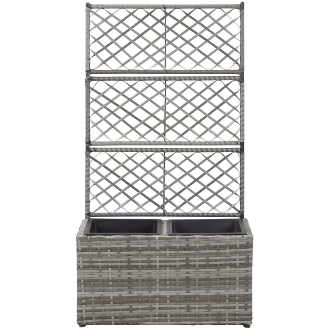 Spaljé med 2 krukor upphöjd konstrotting grå vidaXL 58 x 30 x 107 cm – bild 2