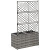 Spaljé med 2 krukor upphöjd konstrotting grå vidaXL 58 x 30 x 107 cm – miniatyr 3
