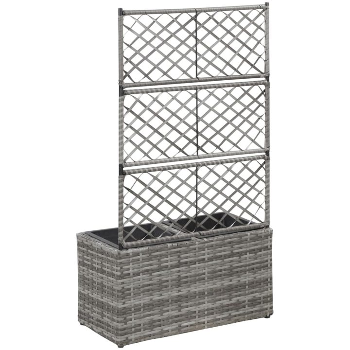 Spaljé med 2 krukor upphöjd konstrotting grå vidaXL 58 x 30 x 107 cm – bild 3