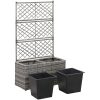 Spaljé med 2 krukor upphöjd konstrotting grå vidaXL 58 x 30 x 107 cm – miniatyr 4