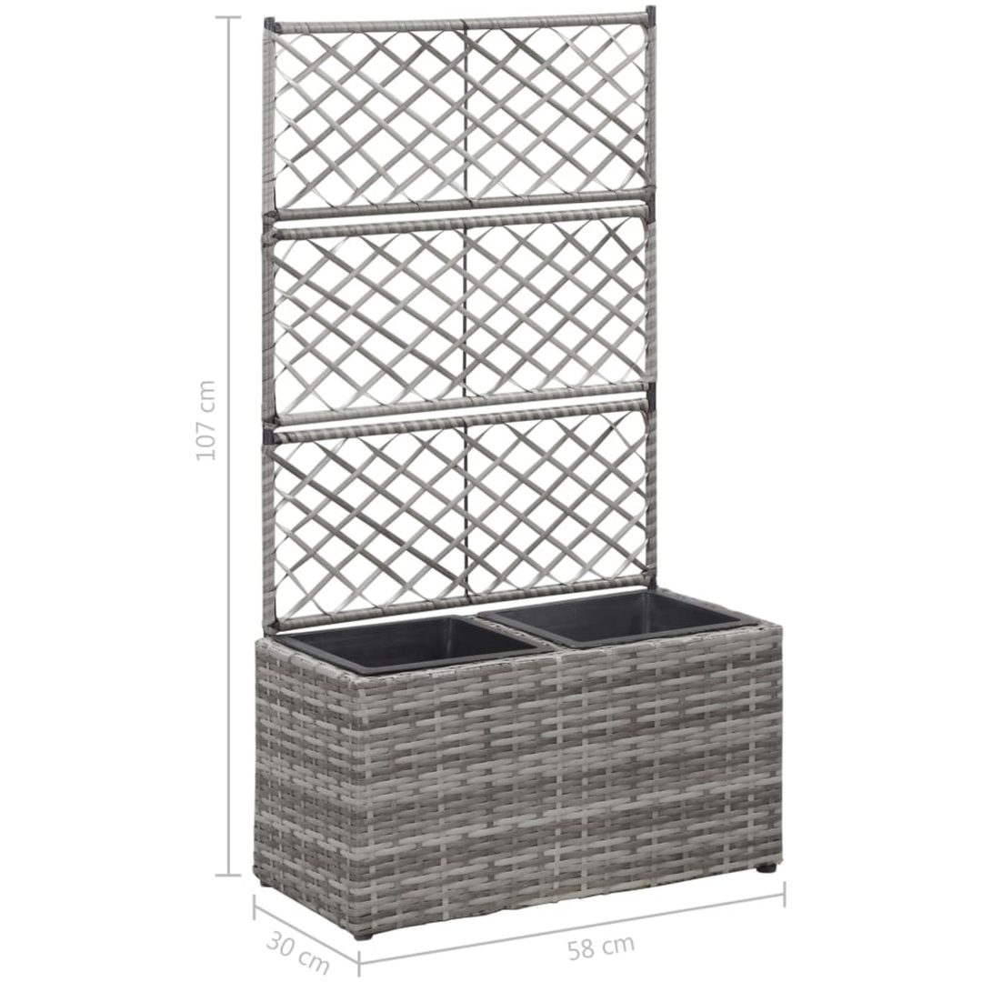 Spaljé med 2 krukor upphöjd konstrotting grå vidaXL 58 x 30 x 107 cm – bild 7