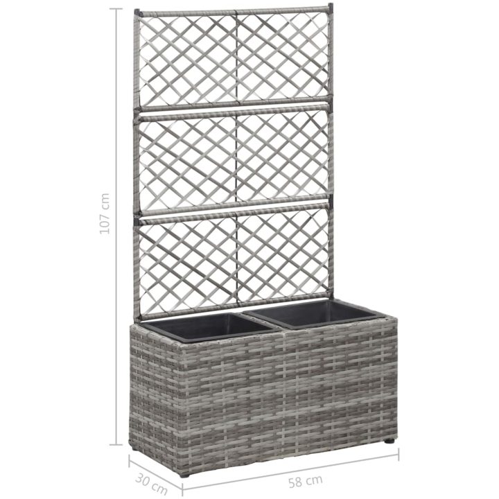 Spaljé med 2 krukor upphöjd konstrotting grå vidaXL 58 x 30 x 107 cm – bild 7