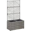 Spaljé med 2 krukor upphöjd konstrotting grå vidaXL 58 x 30 x 107 cm – miniatyr 1