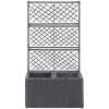 Spaljé med 2 krukor upphöjd konstrotting svart vidaXL 58 x 30 x 107 cm – miniatyr 2