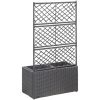 Spaljé med 2 krukor upphöjd konstrotting svart vidaXL 58 x 30 x 107 cm – miniatyr 3