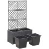 Spaljé med 2 krukor upphöjd konstrotting svart vidaXL 58 x 30 x 107 cm – miniatyr 4