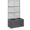 Spaljé med 2 krukor upphöjd konstrotting svart vidaXL 58 x 30 x 107 cm – miniatyr 7