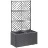 Spaljé med 2 krukor upphöjd konstrotting svart vidaXL 58 x 30 x 107 cm – miniatyr 1
