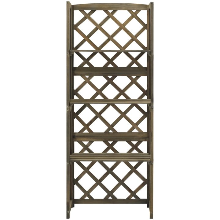 Spaljé med hyllor grå 55x30x140 cm massivt granträ vidaXL – bild 2
